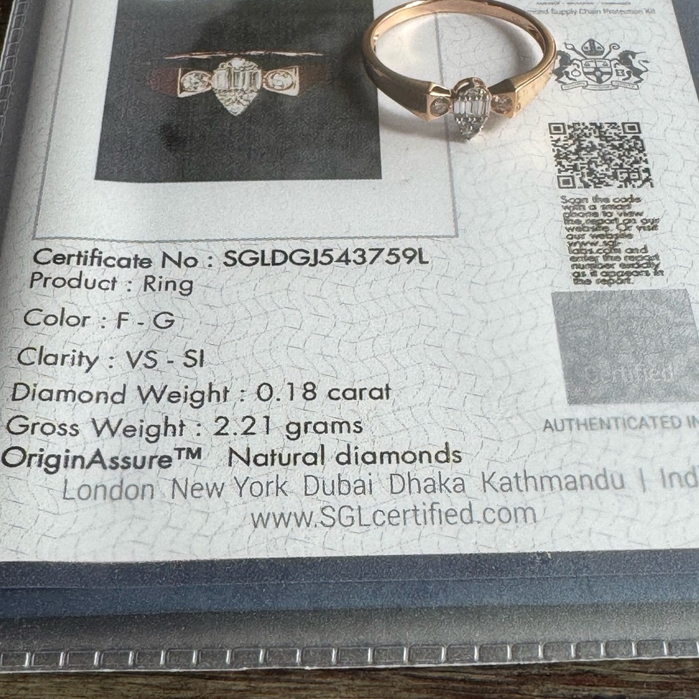 18k real natural diamond ring in rose gold